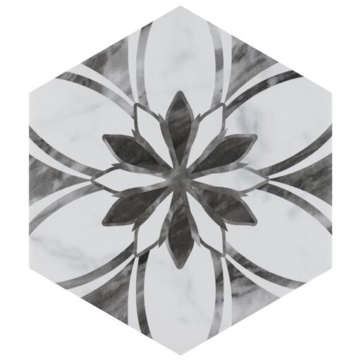 Classico Bardiglio Hex Dahlia Dark 7"x8" Porcelain F/W Tile