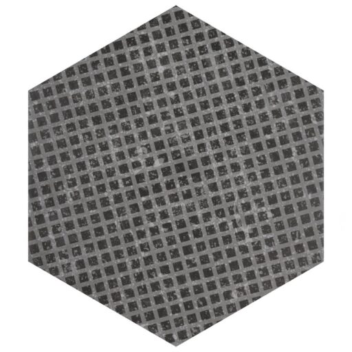 Coralstone Hex Melange Black 10"x11-1/2" Porcelain F/W Tile