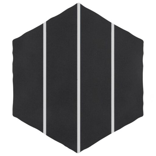 Palm Linear Hex Black 5-7/8" x 6-7/8" Porcelain F/W Tile