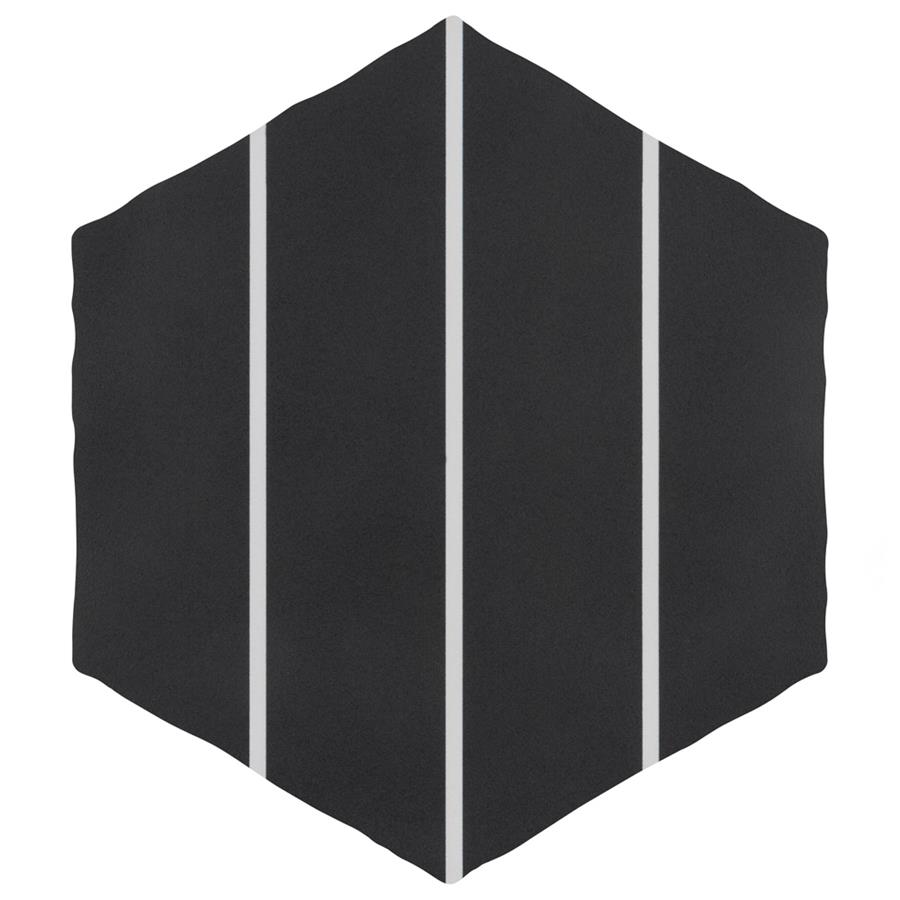Palm Linear Hex Black 5-7/8" x 6-7/8" Porcelain F/W Tile