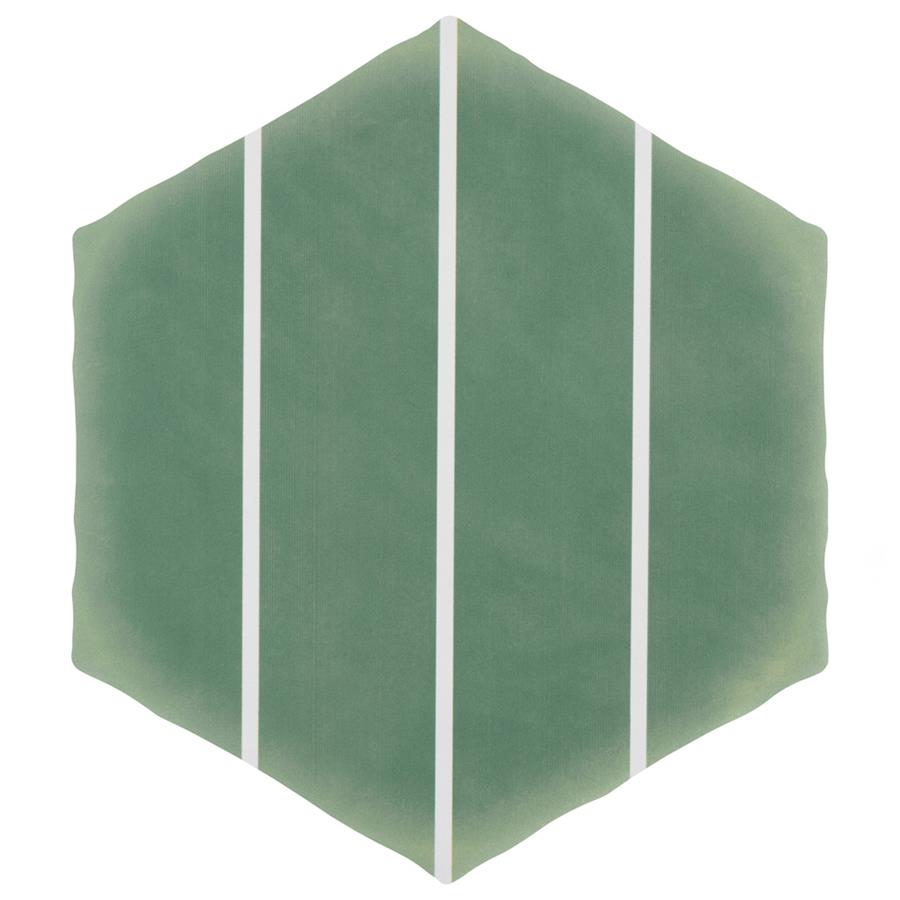 Palm Linear Hex Green 5-7/8" x 6-7/8" Porcelain F/W Tile