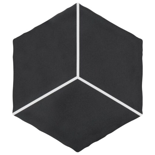 Palm Rombo Hex Black 5-7/8"x6-7/8" Porcelain Floor/Wall Tile