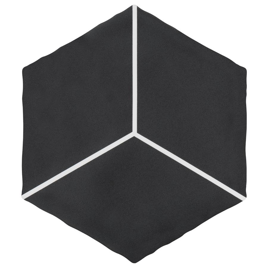 Palm Rombo Hex Black 5-7/8"x6-7/8" Porcelain Floor/Wall Tile