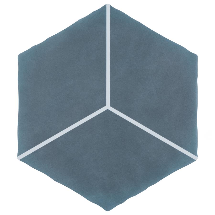 Palm Rombo Hex Blue 5-7/8"x6-7/8" Porcelain Floor/Wall Tile