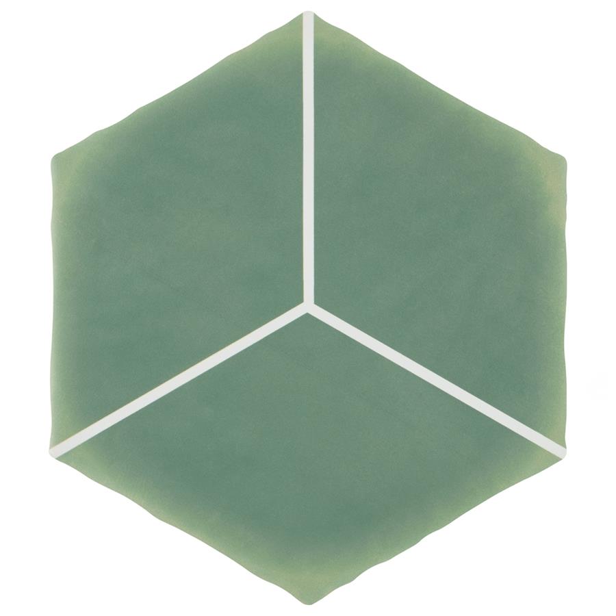 Palm Rombo Hex Green 5-7/8"x6-7/8" Porcelain Floor/Wall Tile