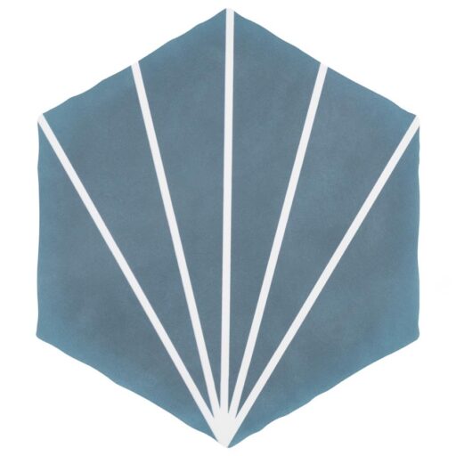 Palm Starburst Hex Blue 5-7/8" x 6-7/8" Porcelain F/W Tile