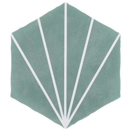 Palm Starburst Hex Turquoise 5-7/8"x6-7/8" Porc F/W Tile