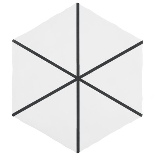Palm Windmill Hex White 5-7/8" x 6-7/8" Porcelain F/W Tile