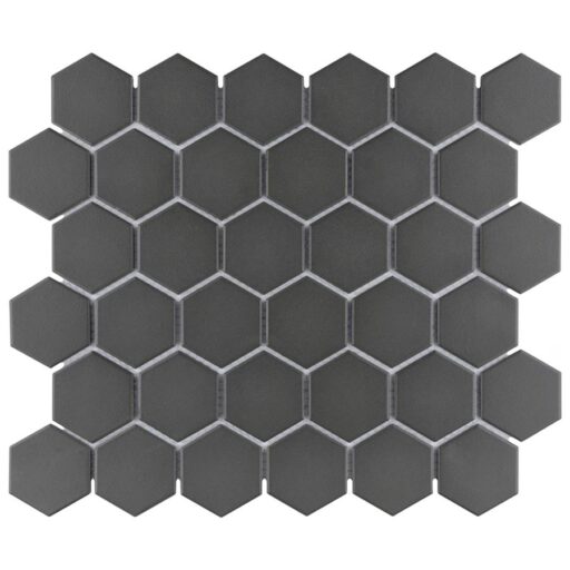 Gotham Hex 2” Black 11" x 12-5/8" UnGl Porcelain Mosaic