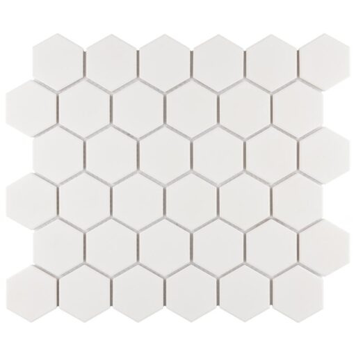 Gotham Hex 2” White 11" x 12-5/8" UnGl Porcelain Mosaic