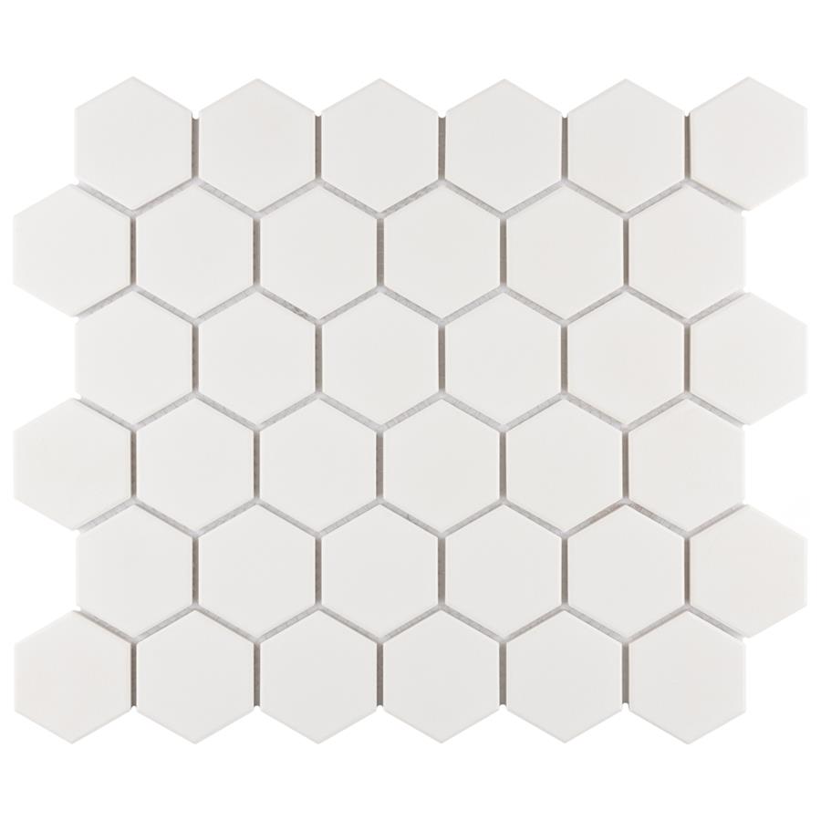 Gotham Hex 2” White 11" x 12-5/8" UnGl Porcelain Mosaic