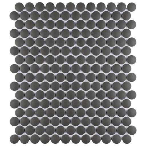Gotham Penny Round Black 9-3/4" x 11-1/2" UnGl Porcelain Mos