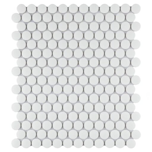 Gotham Penny Round White 9-3/4" x 11-1/2" UnGl Porcelain Mos