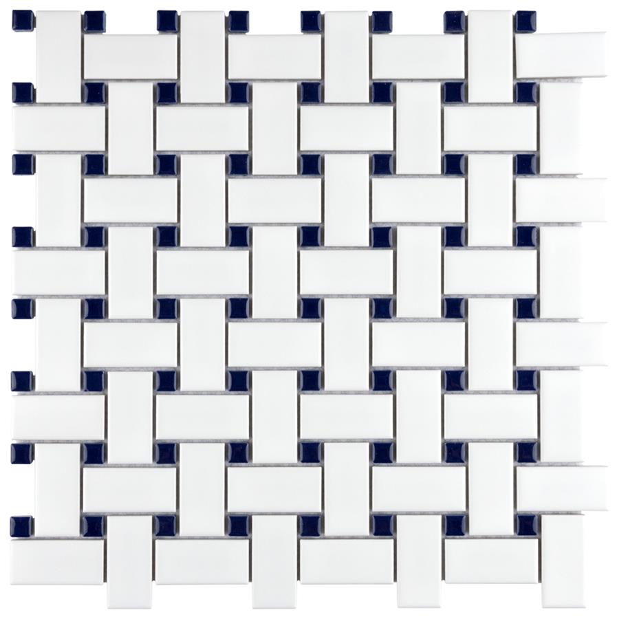 Metro Basketweave M Wht w/Gl Cobalt Dot 11-3/4"x11-3/4" P Mo