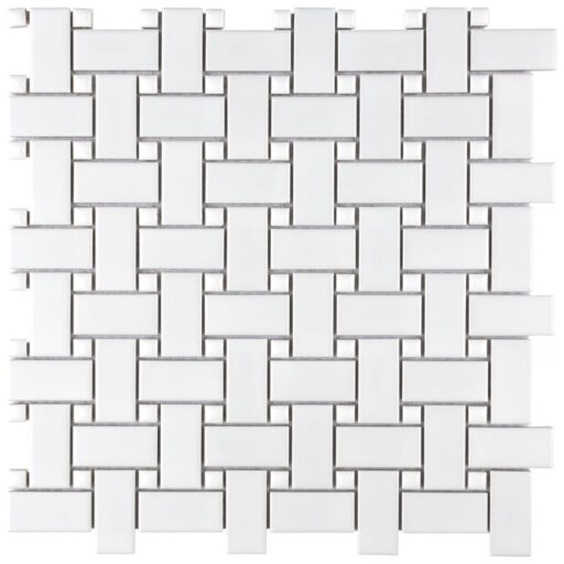 Metro Basketweave Mt Wht w/Gl Wht Dot 11.75"x11.75" PorMo