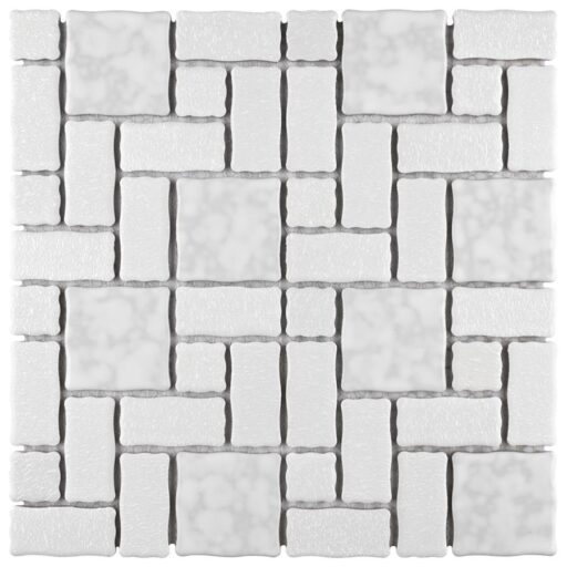 Academy White 11-3/4"x11-3/4" Porcelain Mos KBR401/TMR406