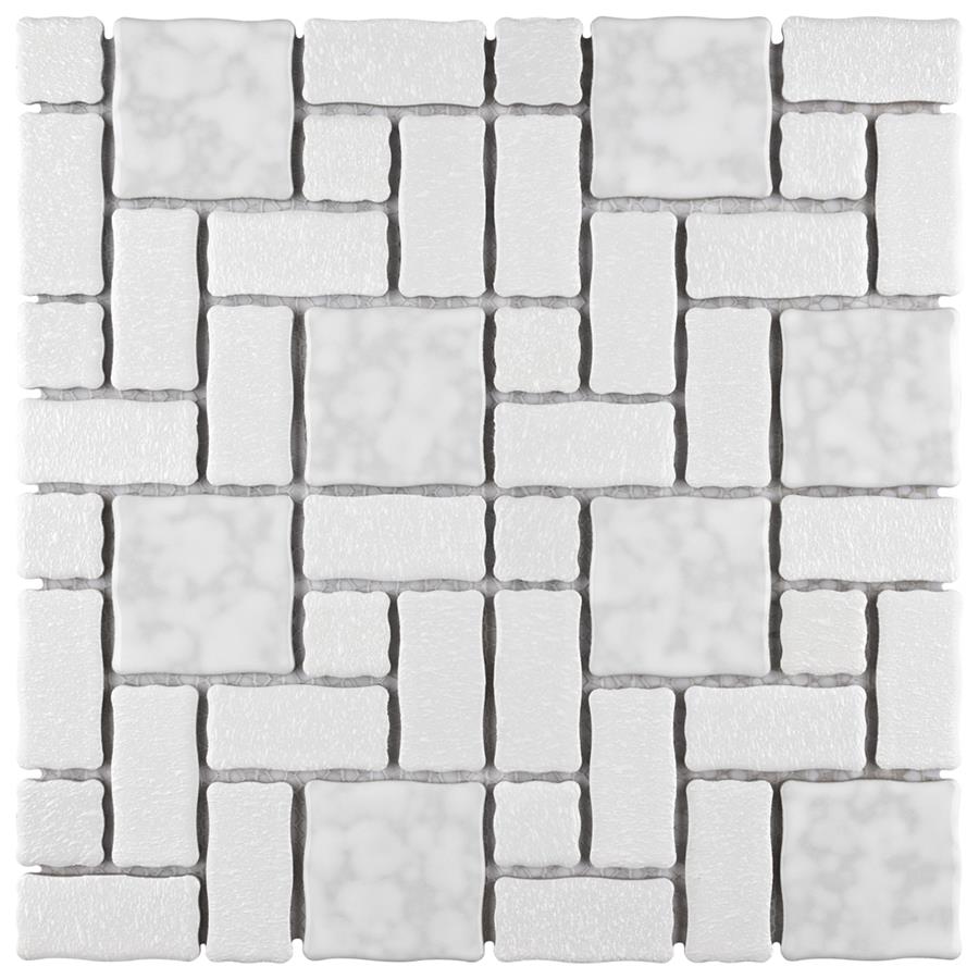 Academy White 11-3/4"x11-3/4" Porcelain Mos KBR401/TMR406