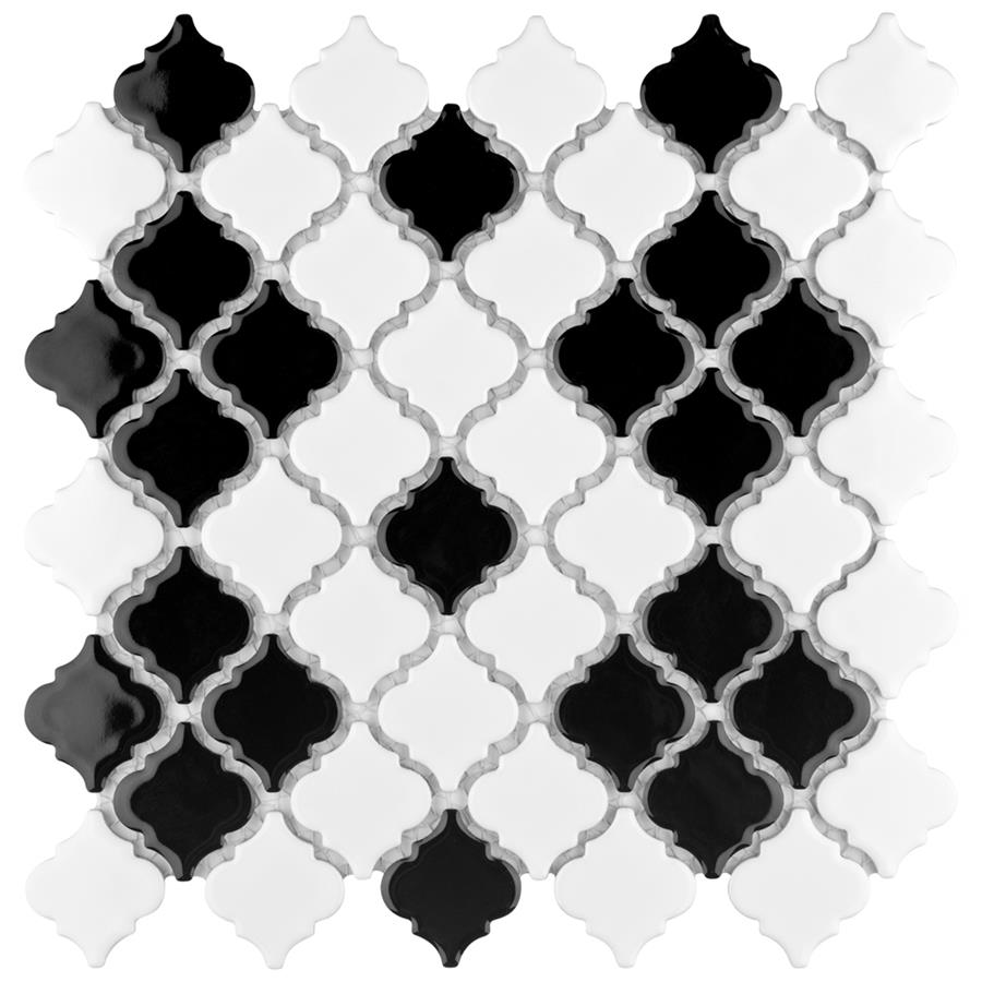 Hudson Tangier Blk/Wht Mimos 12-3/8"x12-1/2" Porc Mos EX1120