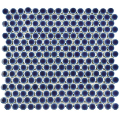 Hudson Penny Round Smoky Blue 12"x12-5/8" Porcelain Mos