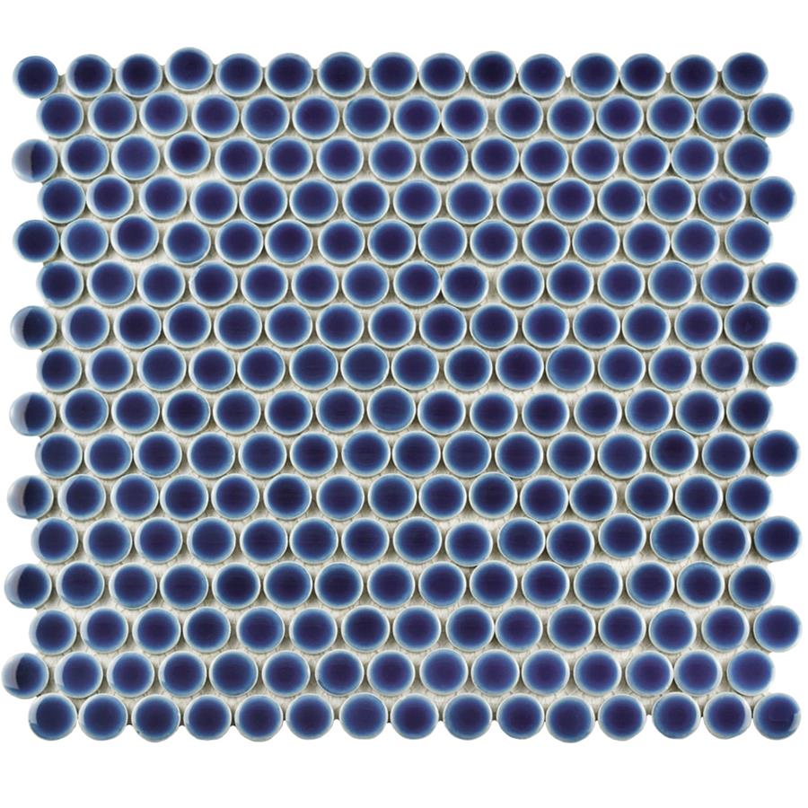 Hudson Penny Round Smoky Blue 12"x12-5/8" Porcelain Mos