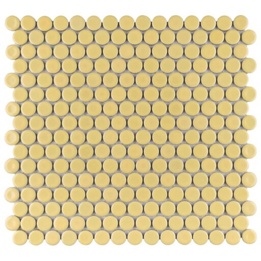 Hudson Penny Round Vintage Yellow 12"x12-5/8" Porcelain Mos