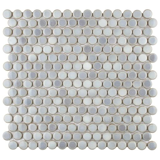Hudson Penny Round Grey Eye 12"x12-5/8" Porcelain Mos