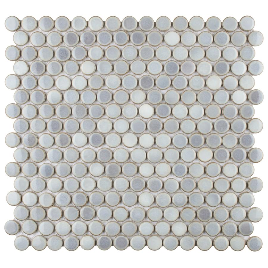 Hudson Penny Round Grey Eye 12"x12-5/8" Porcelain Mos