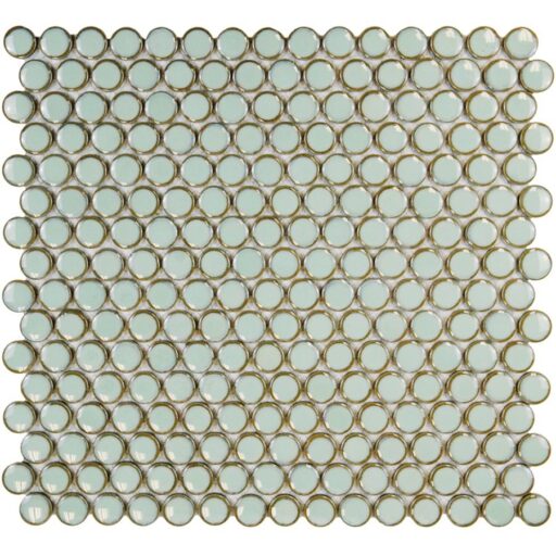 Hudson Penny Round Light Green 12"x12-5/8" Porcelain Mos