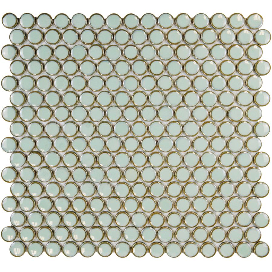 Hudson Penny Round Light Green 12"x12-5/8" Porcelain Mos
