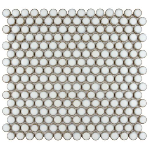 Hudson Penny Round Snowcap White 12"x12-5/8" Porcelain Mos