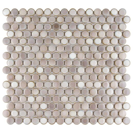 Hudson Penny Round Dove Grey 12"x12-5/8" Porcelain Mos