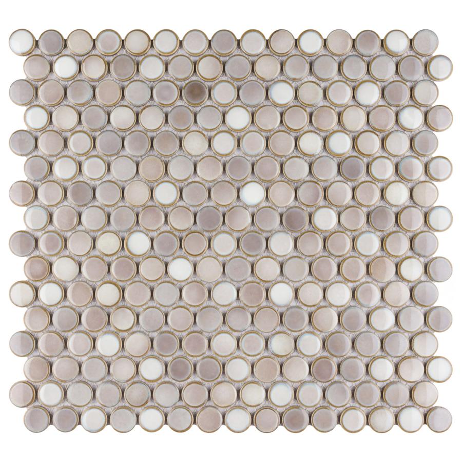 Hudson Penny Round Dove Grey 12"x12-5/8" Porcelain Mos