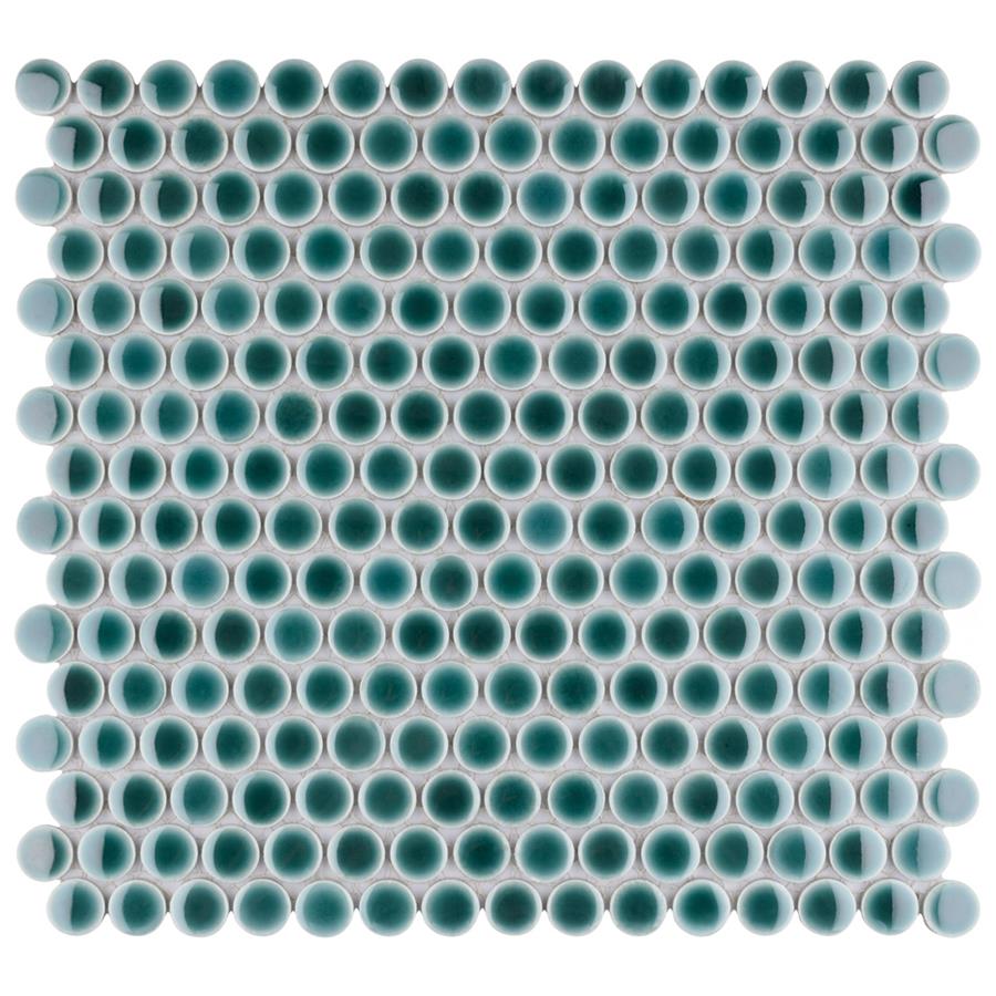 Hudson Penny Round Emerald 12"x12-5/8" Porcelain Mos