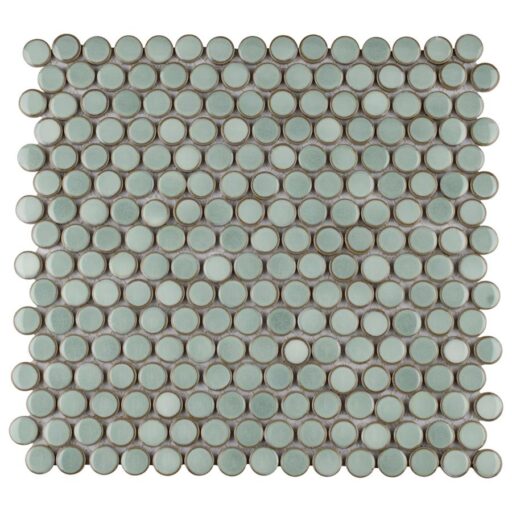 Hudson Penny Round Mint Green 12"x12-5/8" Porcelain Mos