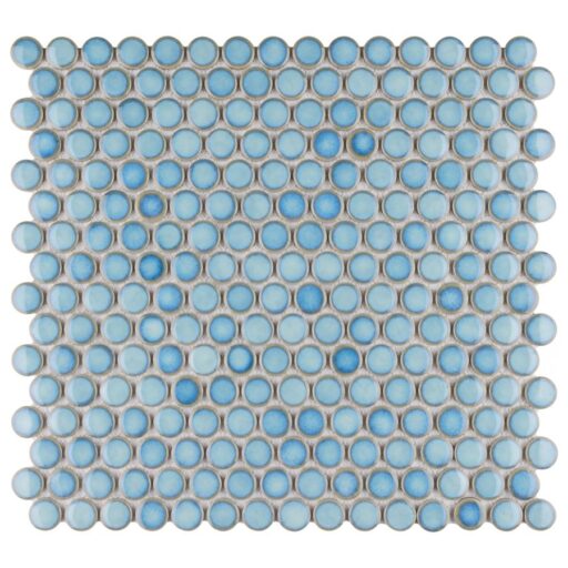 Hudson Penny Round Marine 12"x12-5/8" Porcelain Mos