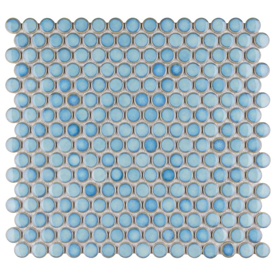 Hudson Penny Round Marine 12"x12-5/8" Porcelain Mos