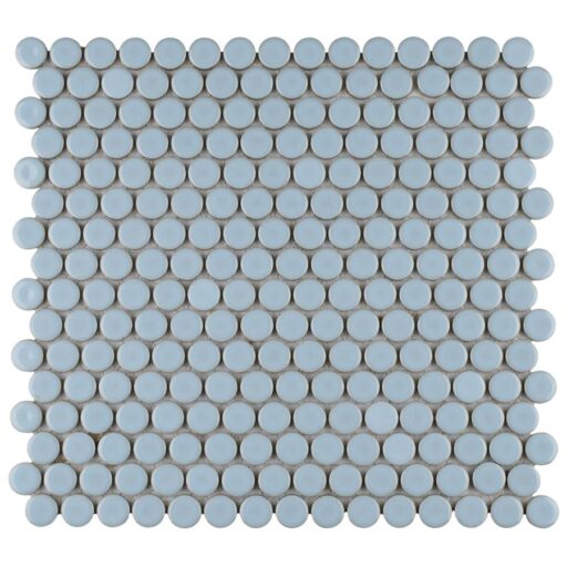 Hudson Penny Round Cashmere Blue 12"x12-5/8" Porcelain Mos