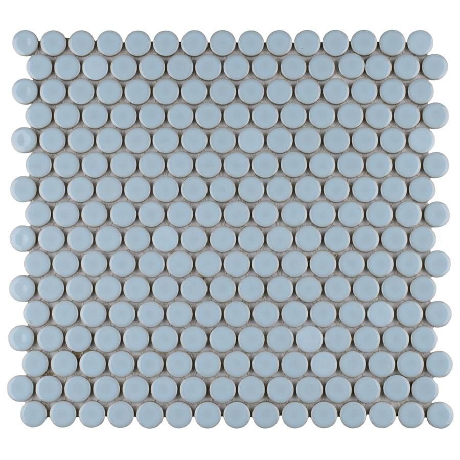 Hudson Penny Round Cashmere Blue 12"x12-5/8" Porcelain Mos