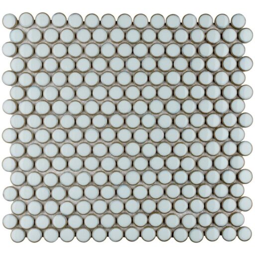 Hudson Penny Round Silk White 12"x12-5/8" Porcelain Mos