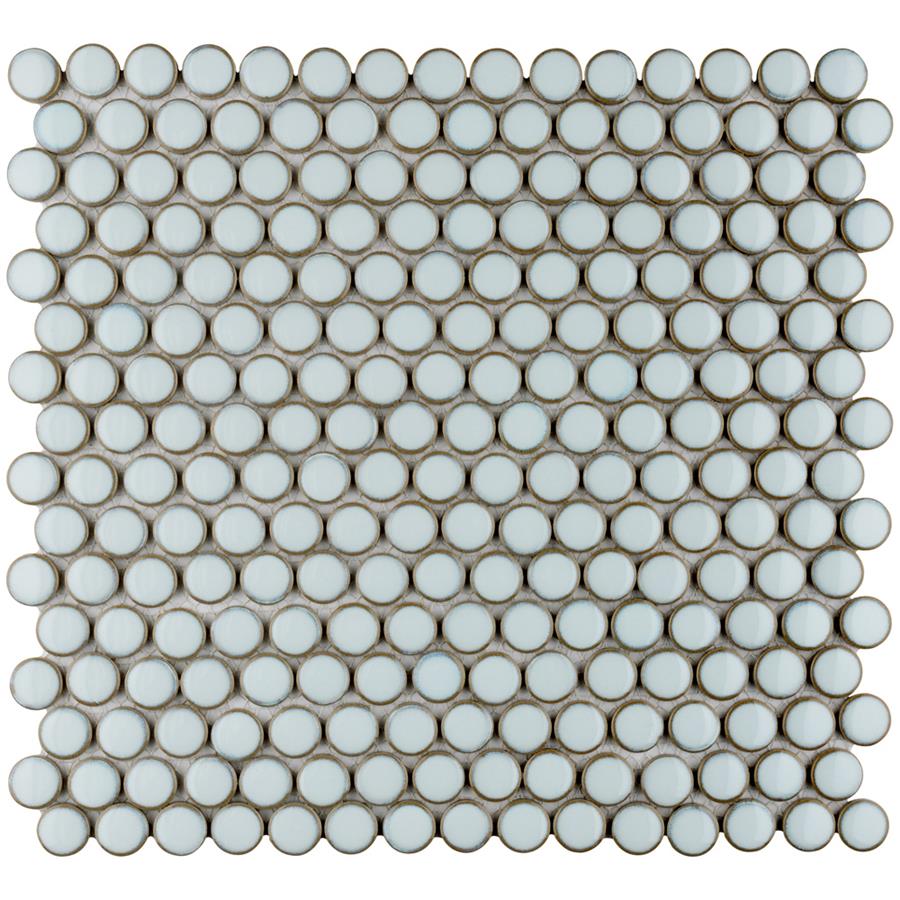 Hudson Penny Round Silk White 12"x12-5/8" Porcelain Mos