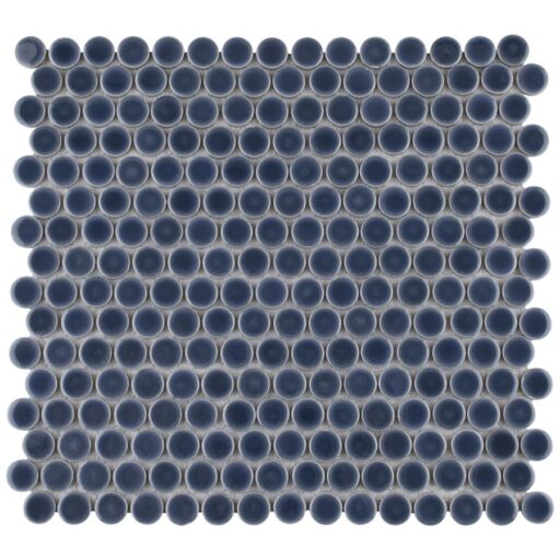 Hudson Penny Round Denim Blue 12"x12-5/8" Porcelain Mos