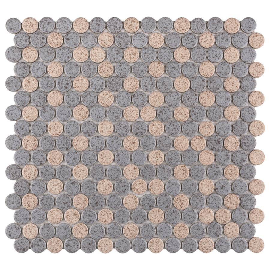 Hudson Penny Rnd M Cookies/Cream 12"x12-5/8" Porc Mos NOR 87