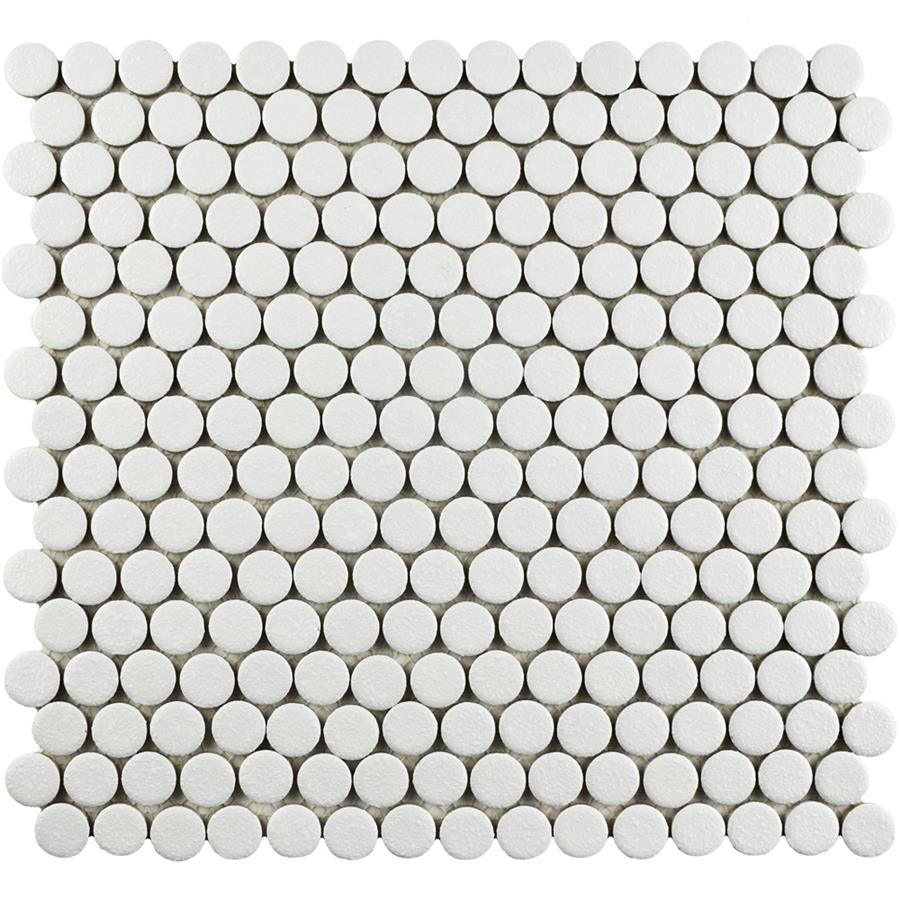 Hudson Penny Round Crystalline Wht 12"x12-5/8" Porcelain Mos
