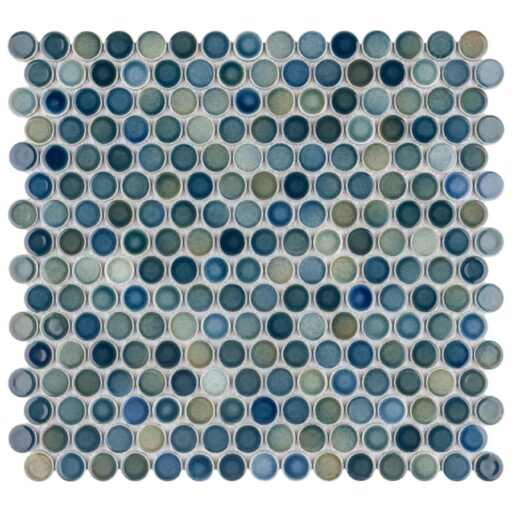 Hudson Penny Round Lagoon 12"x12-5/8" Porcelain Mos       