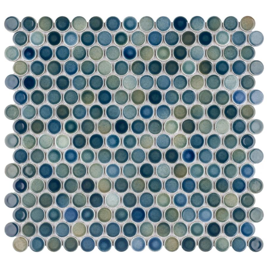 Hudson Penny Round Lagoon 12"x12-5/8" Porcelain Mos       