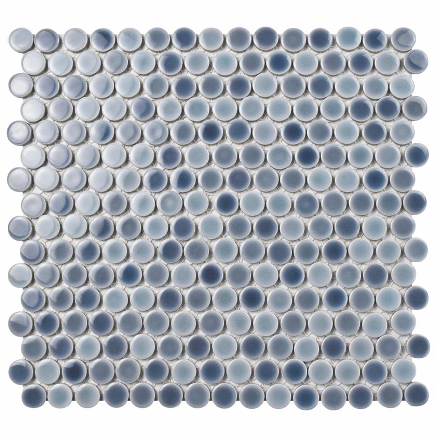 Hudson Penny Round Stillwater 12"x12-5/8" Porcelain Mos