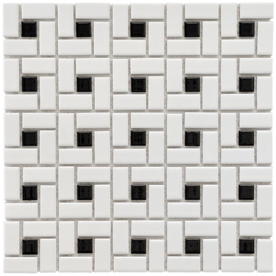 Spiral Black and White 12-1/2"x12-1/2" Porcelain Mos