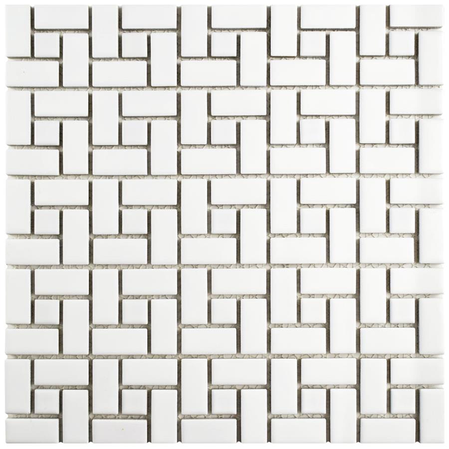 Spiral Matte Wht/Glossy Wht Dot 12-1/2"x12-1/2" Porc Mos