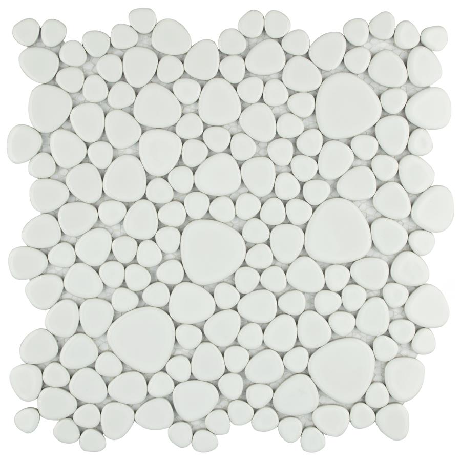Pebble White 11"x11" Porcelain Mos