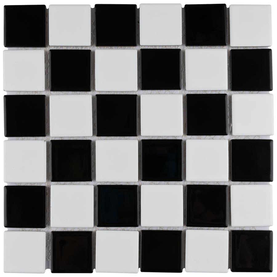 Squire Quad Glossy Checkerboard 12-1/2"x12-1/2" PorcelainMos
